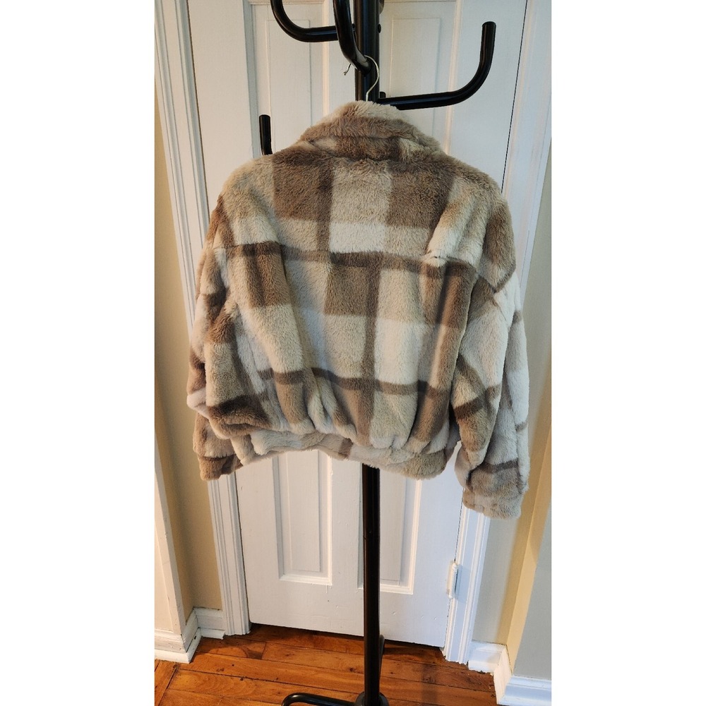 Jade & Ivory Faux Fur Jacket Womens Size S Brown Beige - Picture 9 of 9